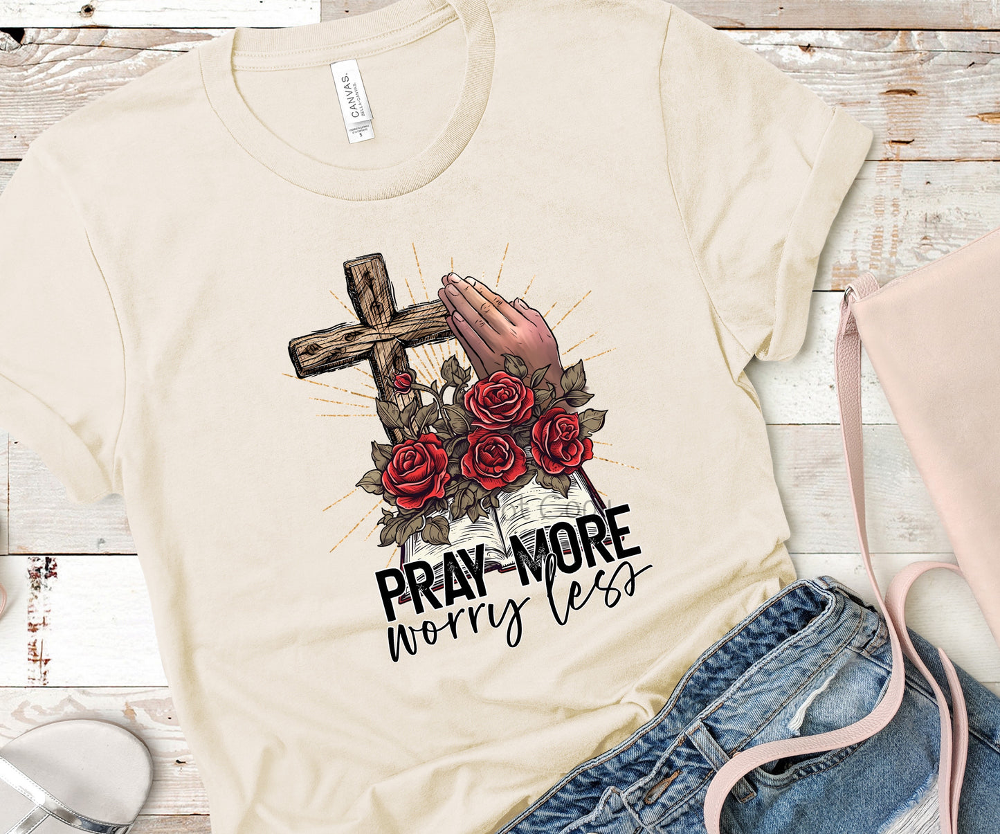 Pray more worry less-DTF