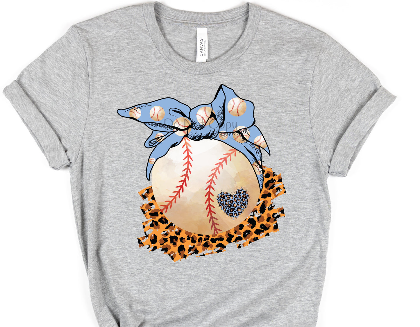 Baseball light blue bow-DTF