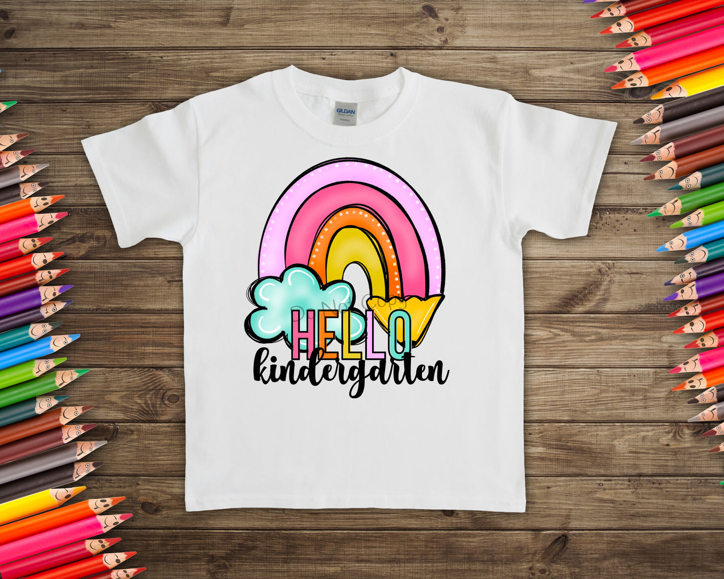 Hello kindergarten rainbow pencil-DTF