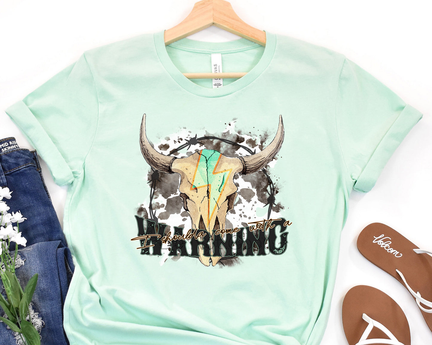 I shoulda come with a warning cow print-DTF