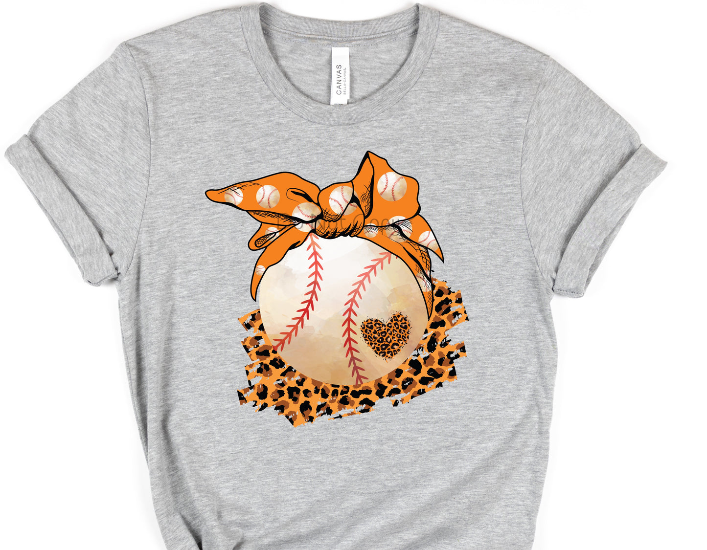 Baseball orange bow-DTF