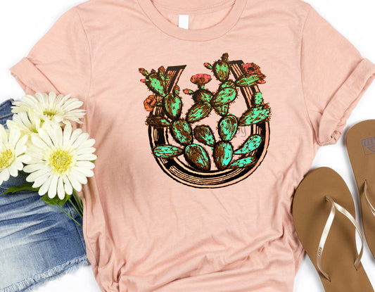 Something in orange Cactus on horseshoe-DTF
