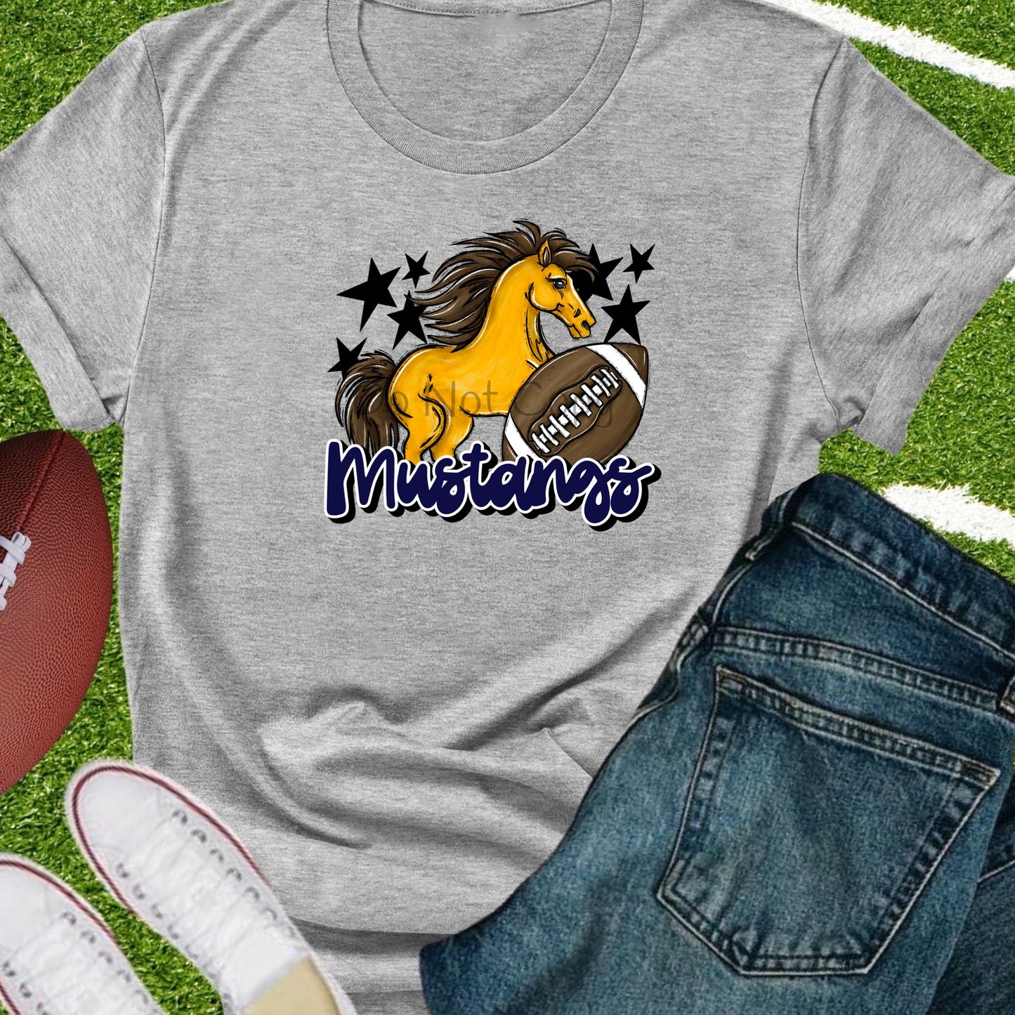 Mustangs football navy-DTF