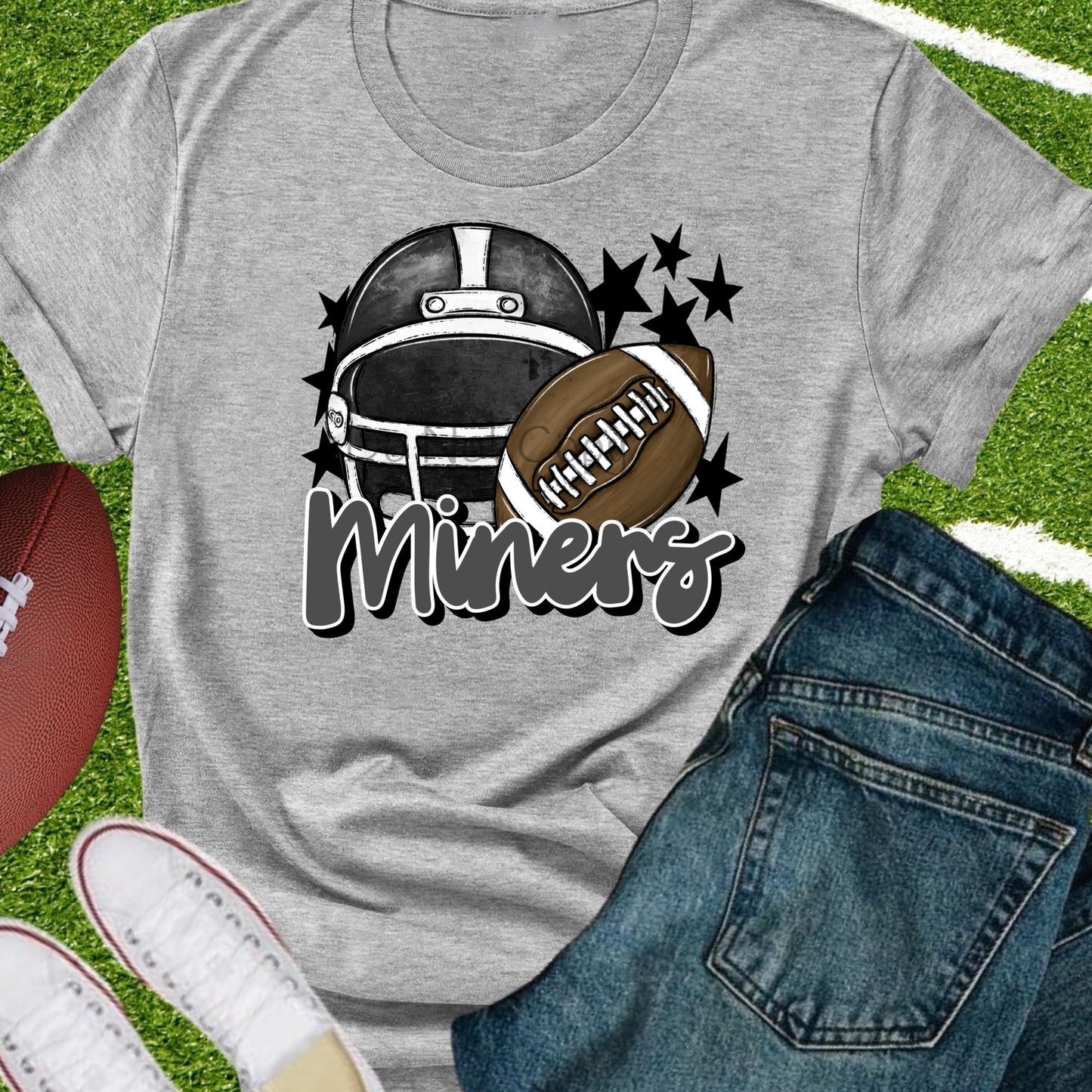 Miners football helmet black gray-DTF