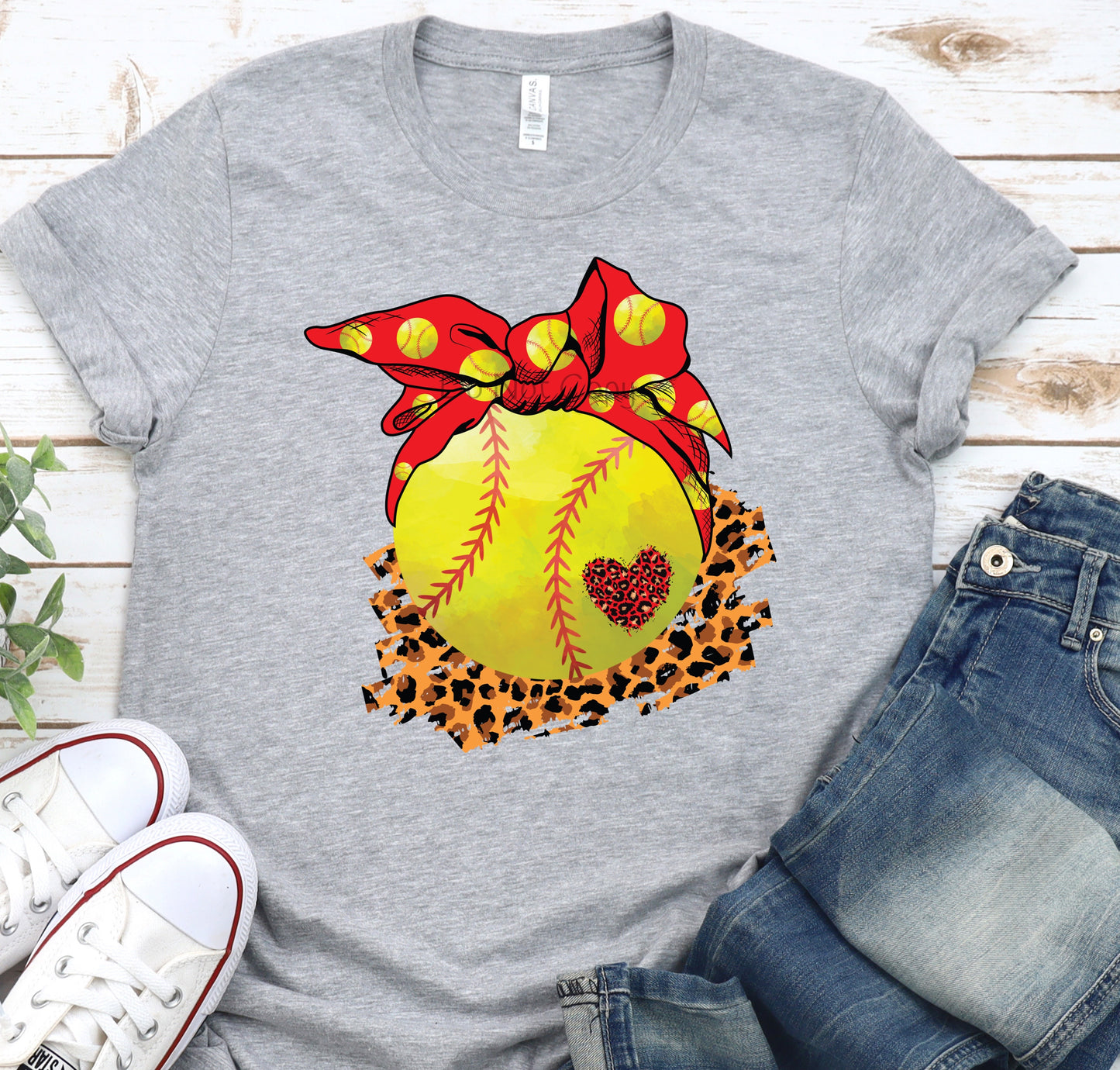 Softball red bow-DTF