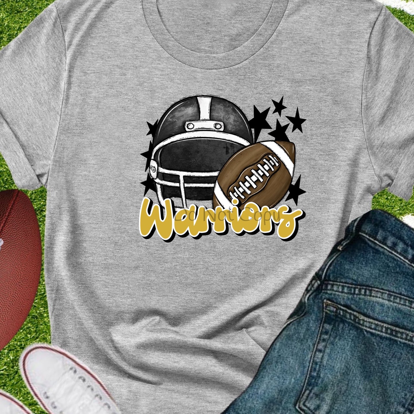 Warriors football helmet black gold-DTF