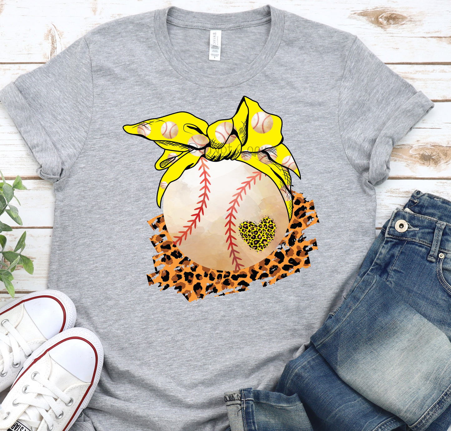 Baseball yellow bow-DTF