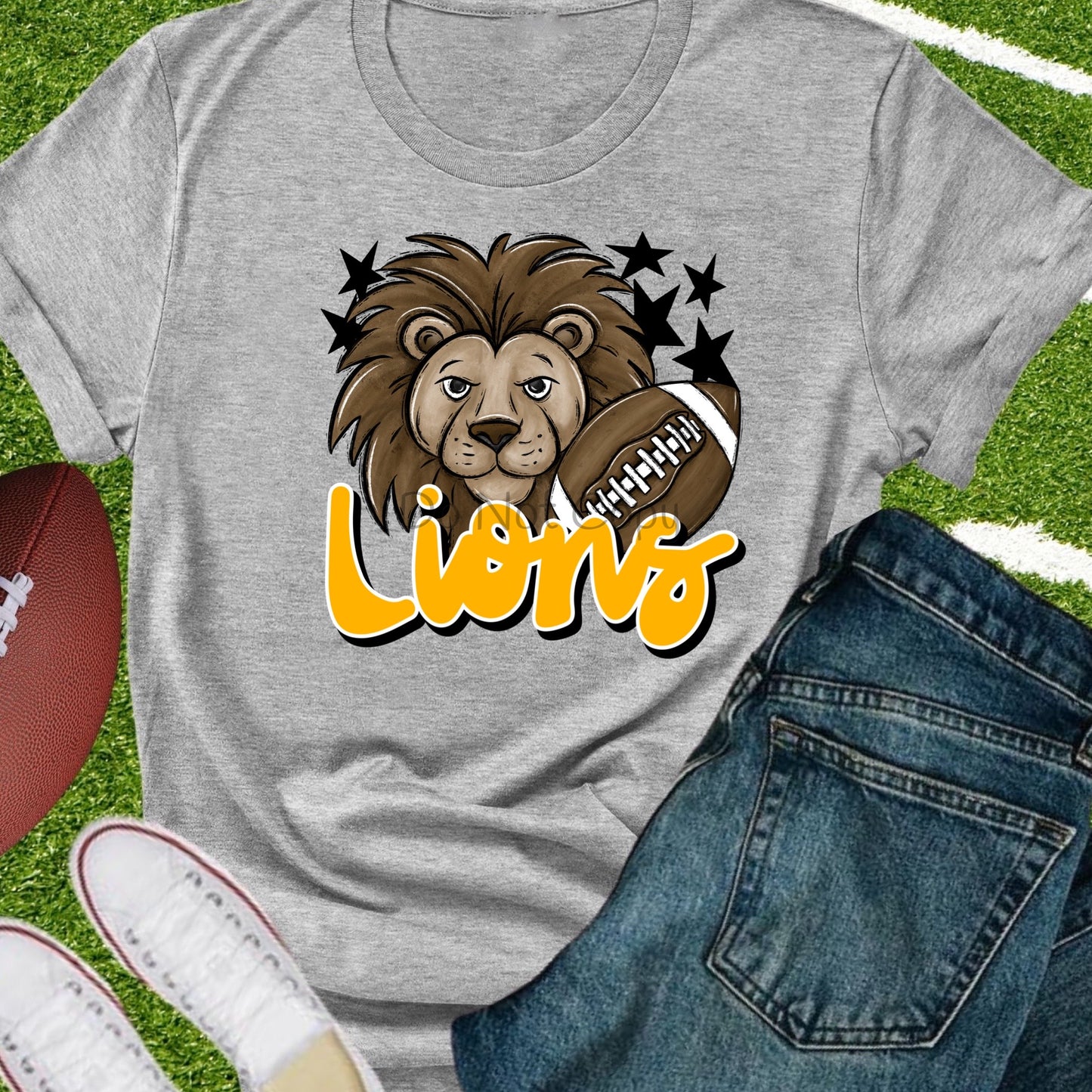 Lions football gold-DTF