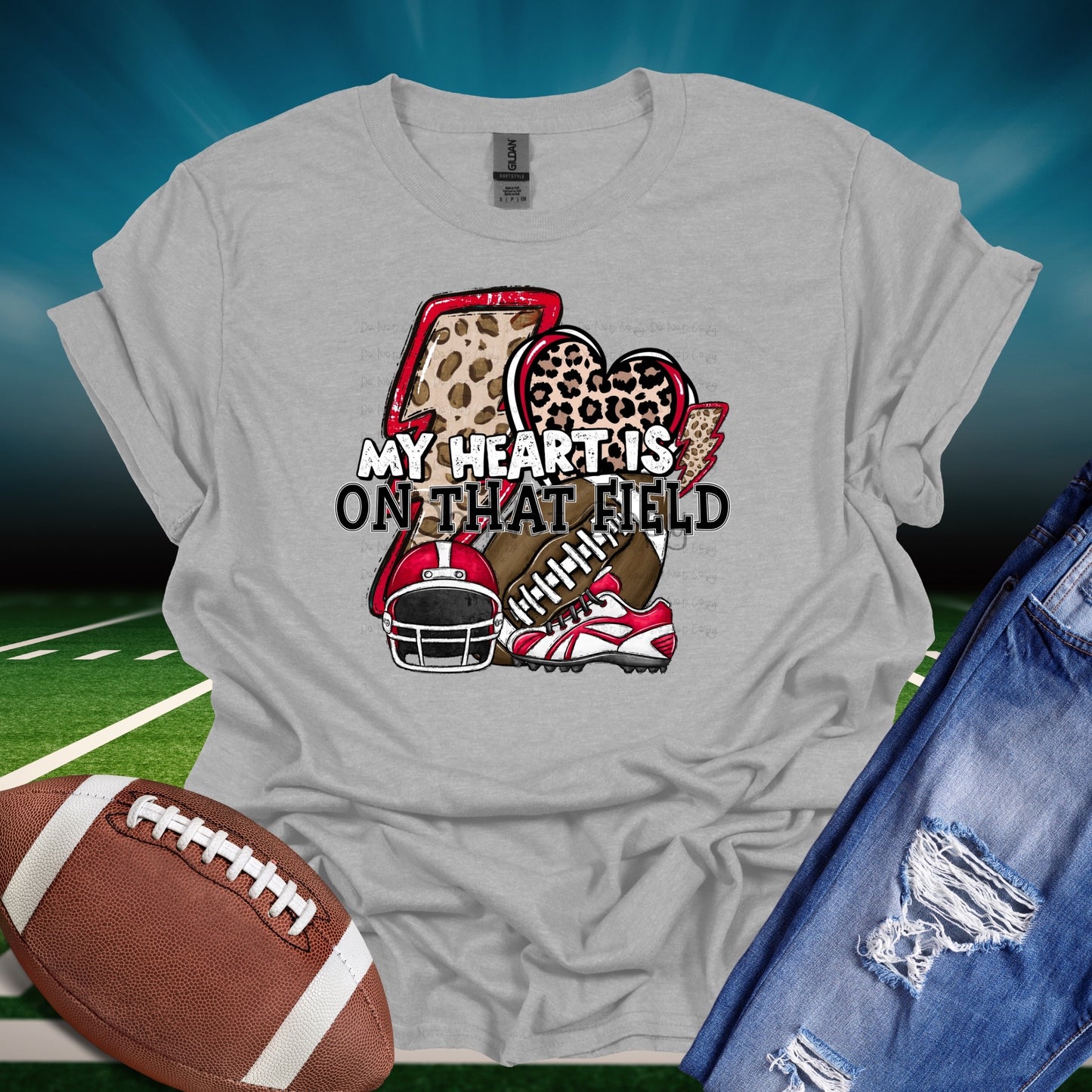 My heart football red -DTF