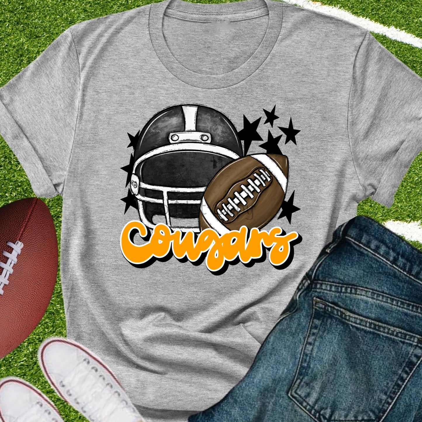 Cougars football helmet black gold-DTF