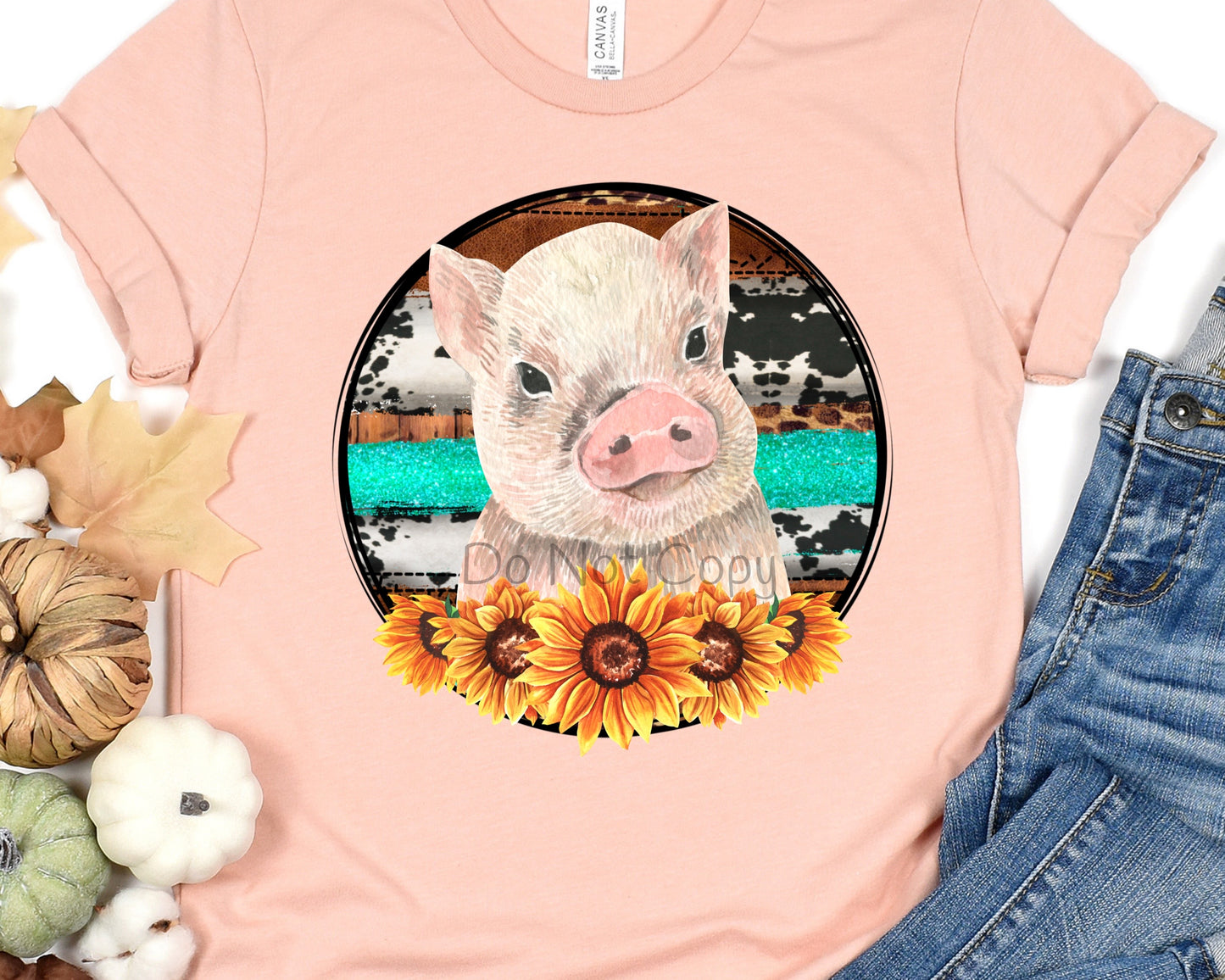 Pig circle sunflowers-DTF