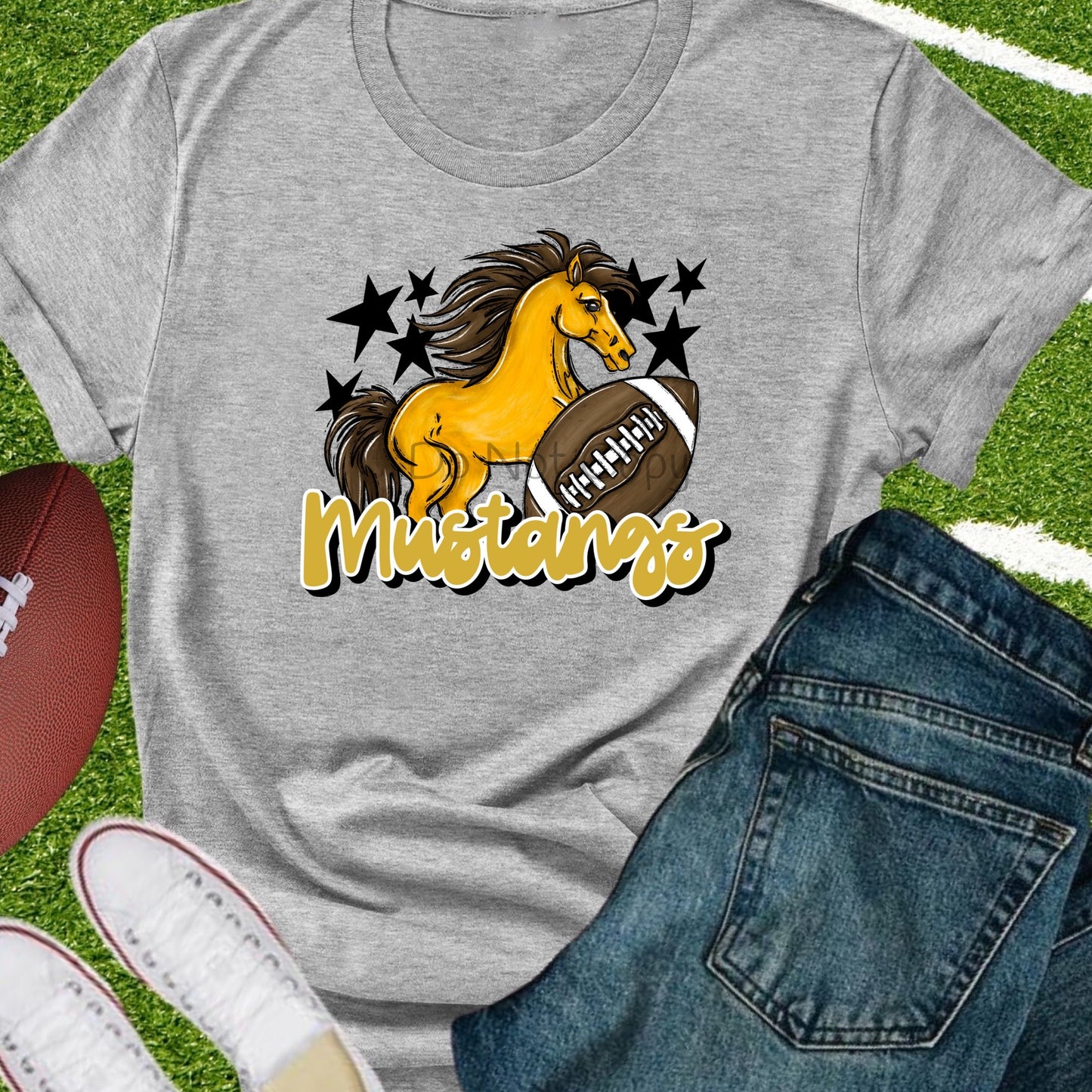 Mustangs football gold-DTF
