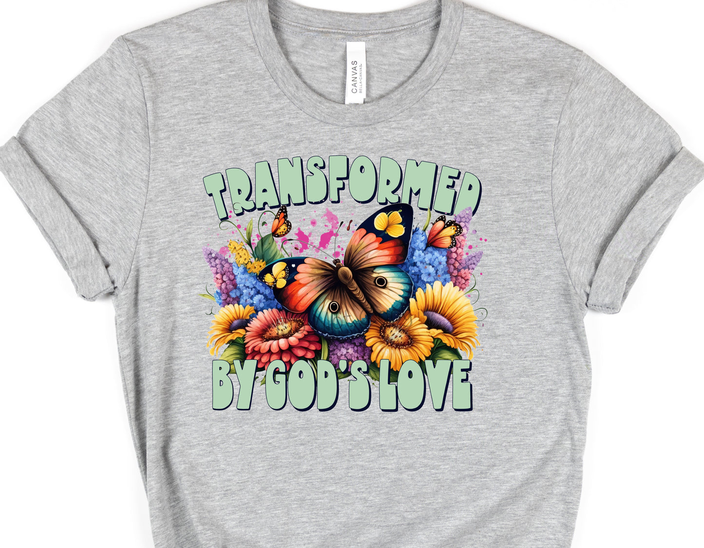 Transformed by God’s love flowers butterfly-DTF