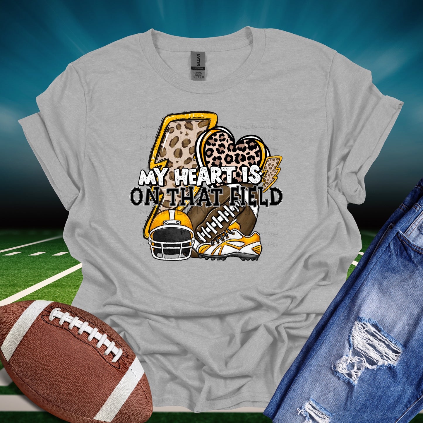 My heart football gold-DTF