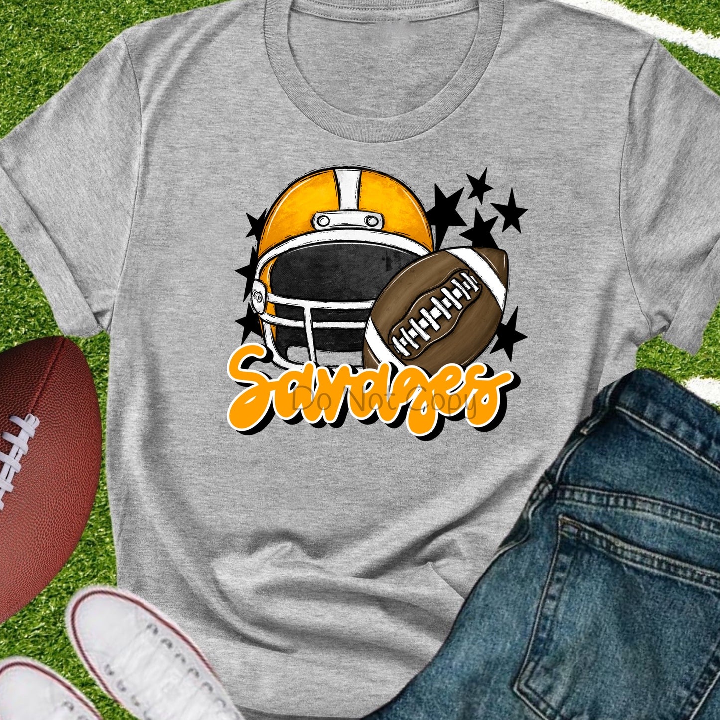 Savages football helmet gold-DTF