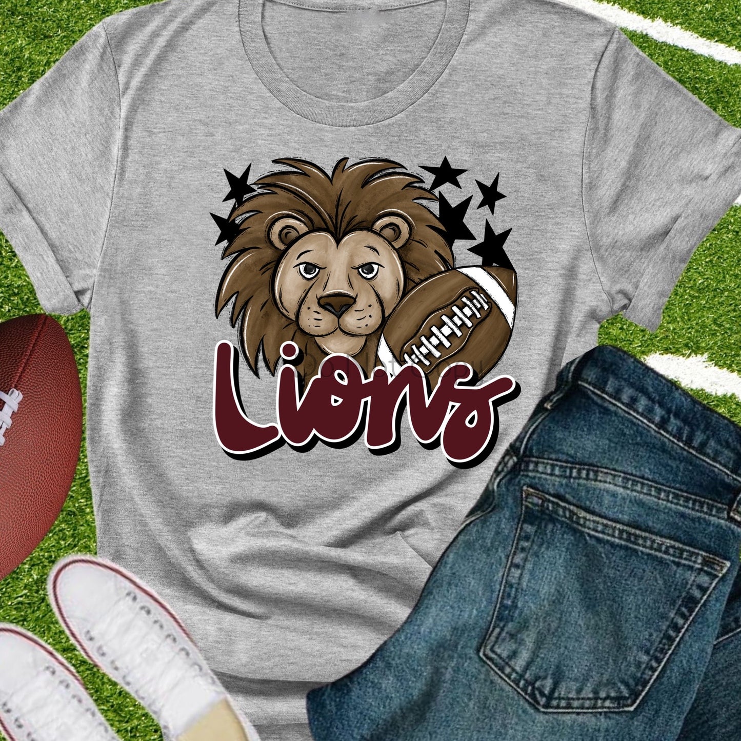 Lions football maroon-DTF