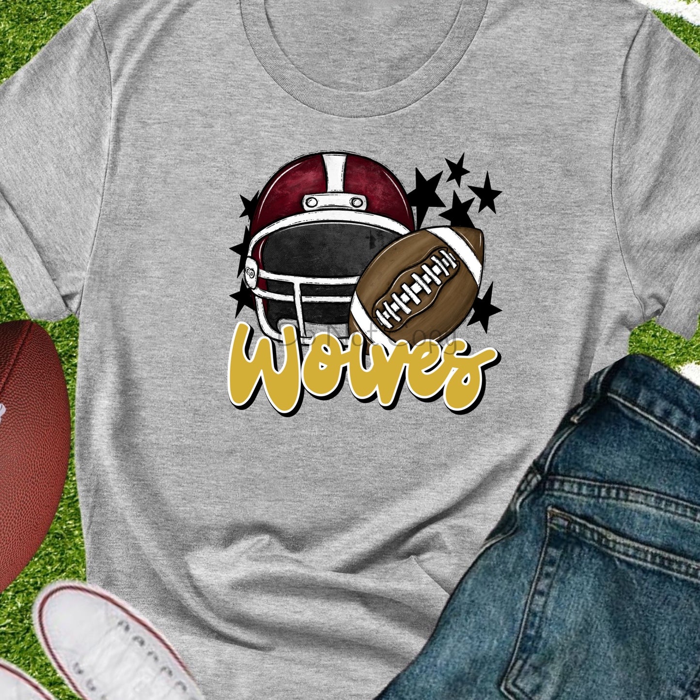 Wolves football helmet gold-DTF