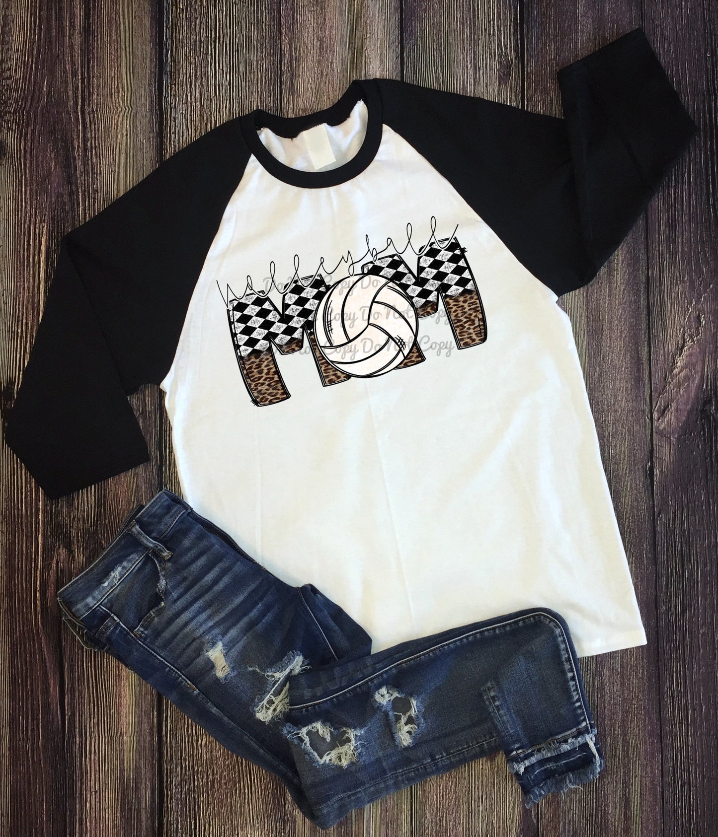 Volleyball mom checkered leopard-DTF