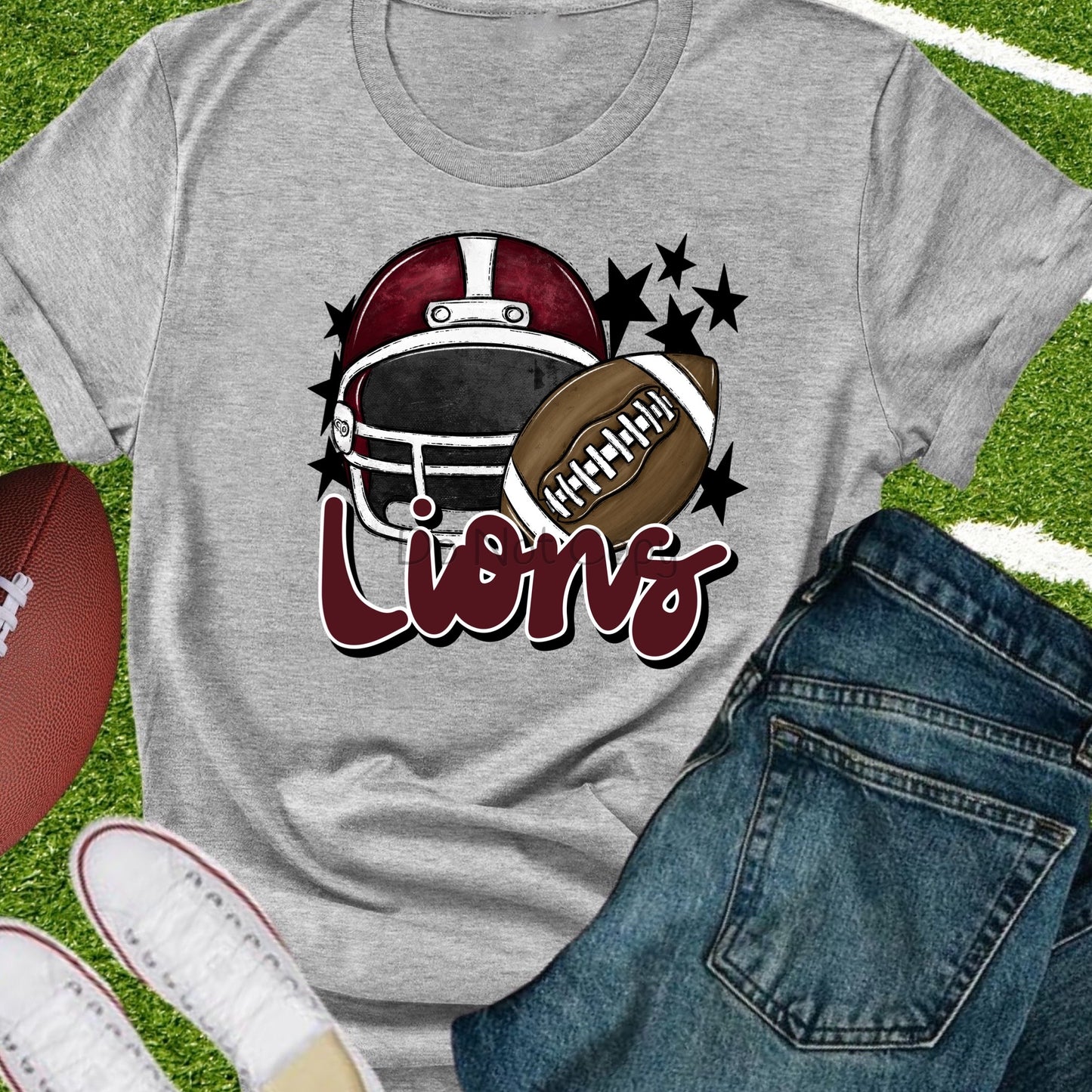 Lions football helmet maroon-DTF