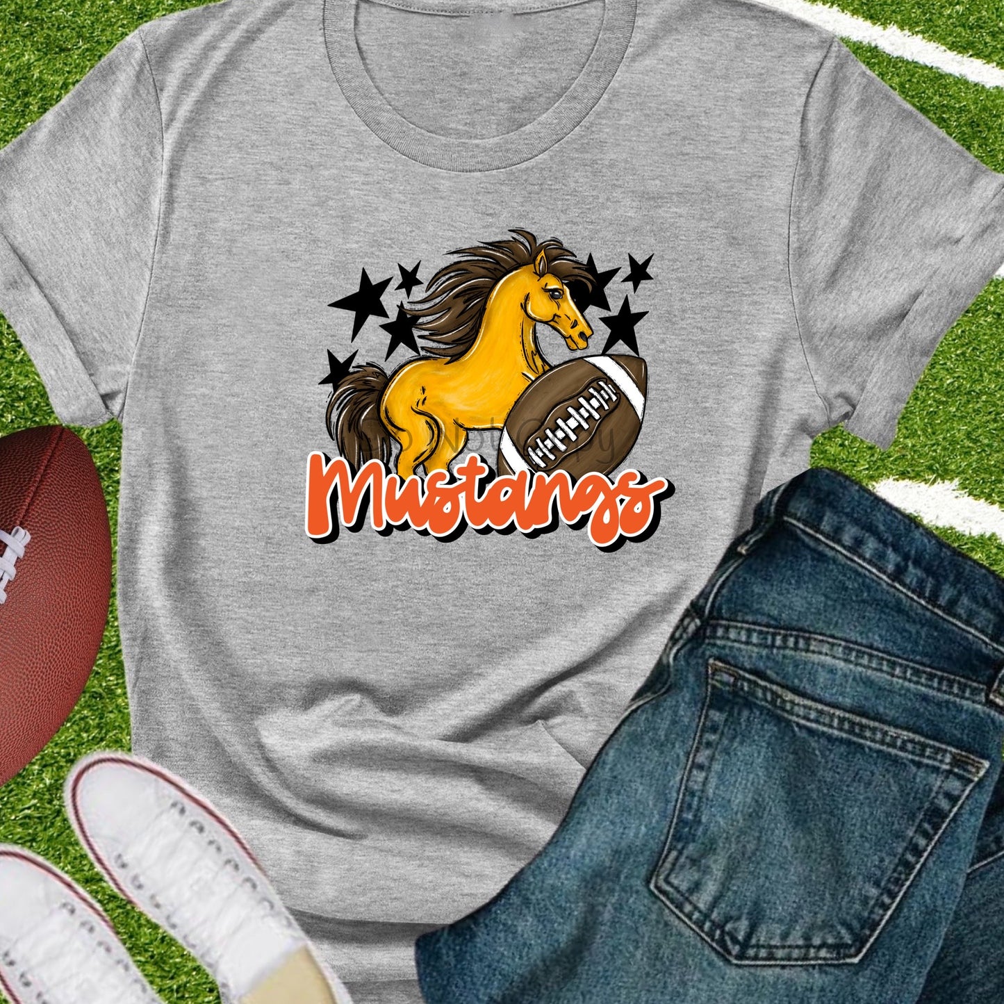 Mustangs football orange-DTF
