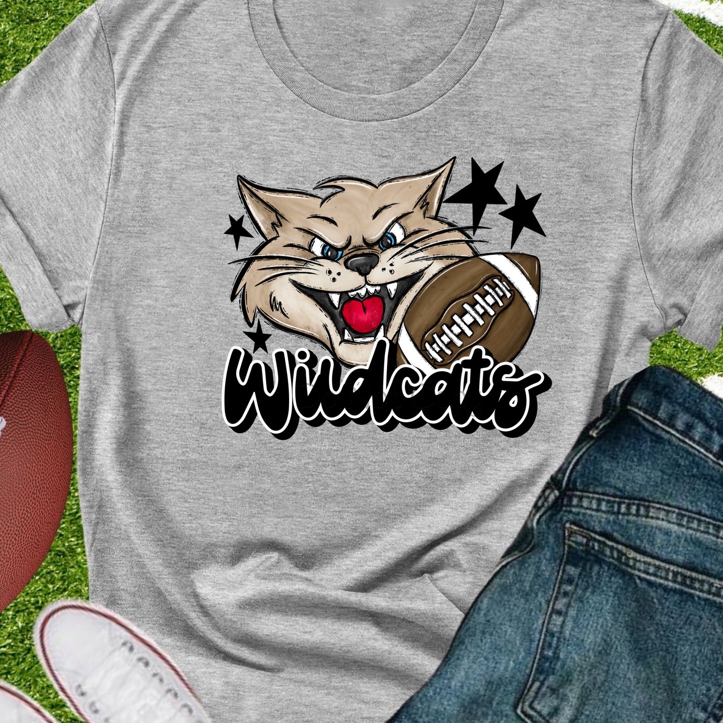 Wildcats football black-DTF