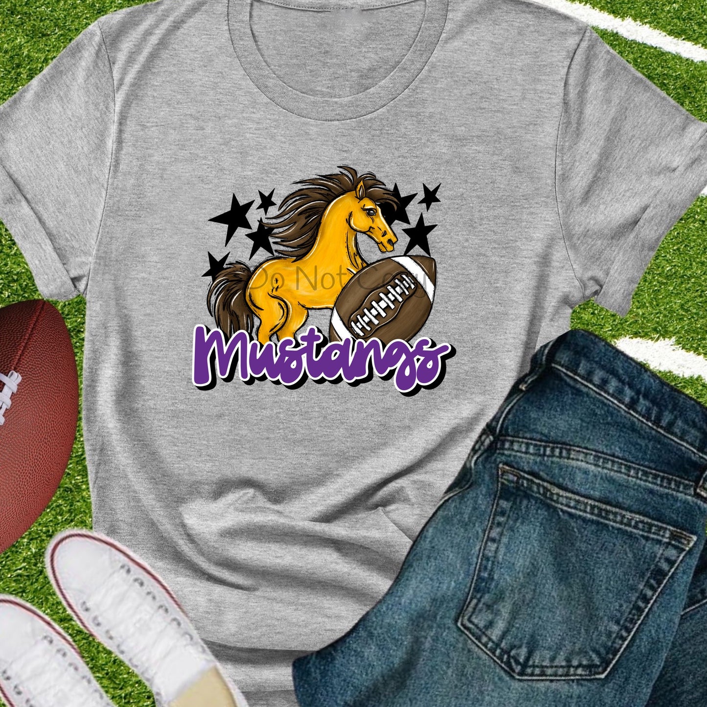Mustangs football purple-DTF