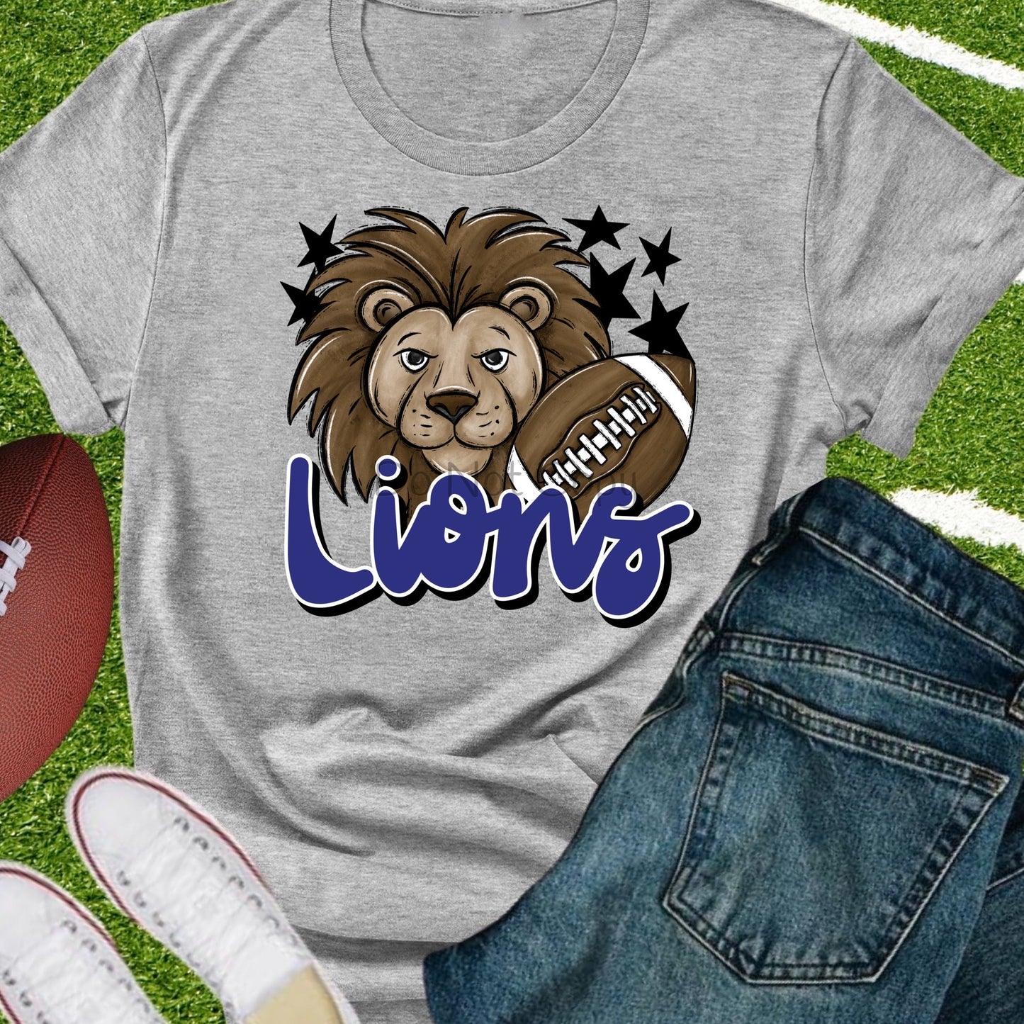 Lions football royal blue-DTF