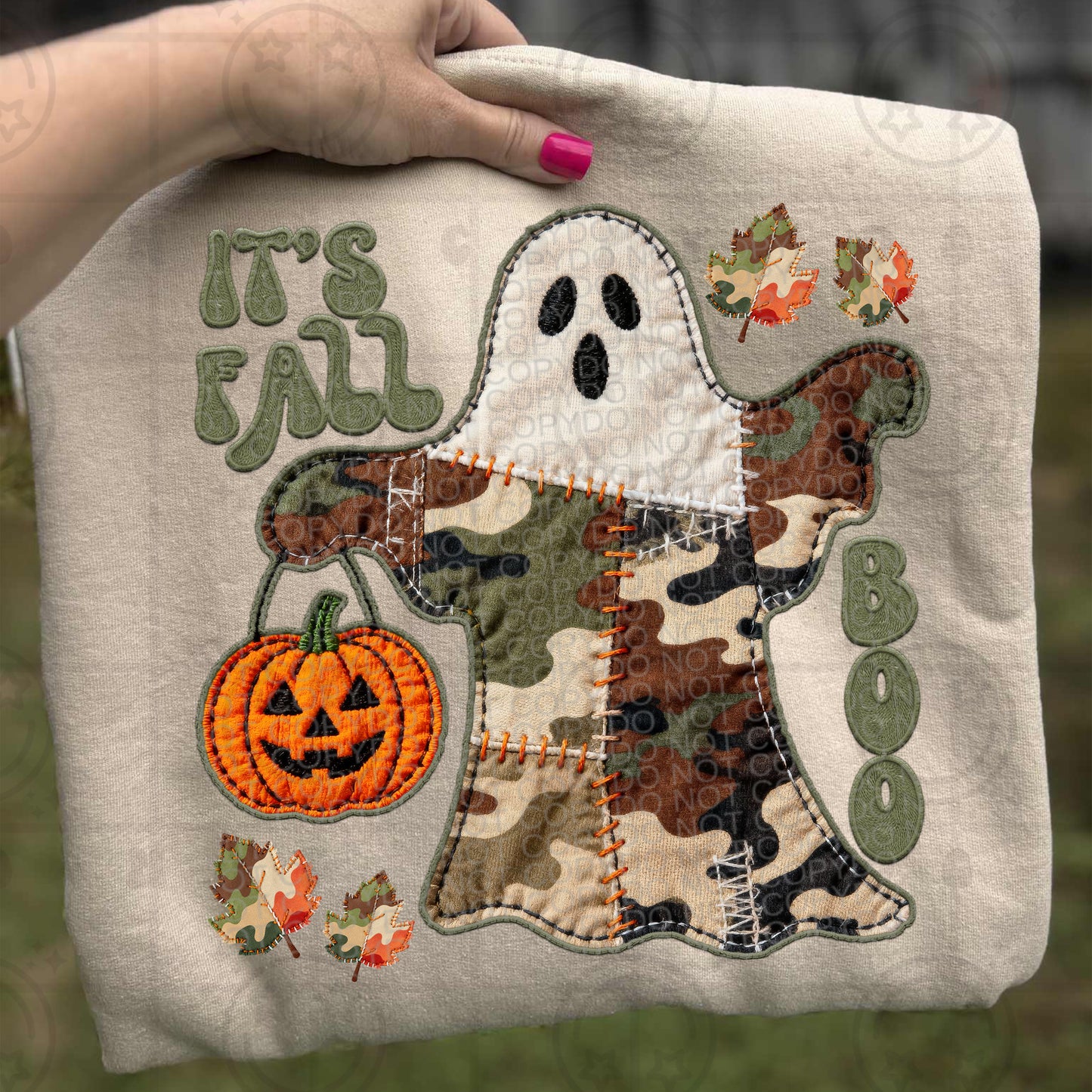 its fall boo camo faux emb ghost -DTF&UV