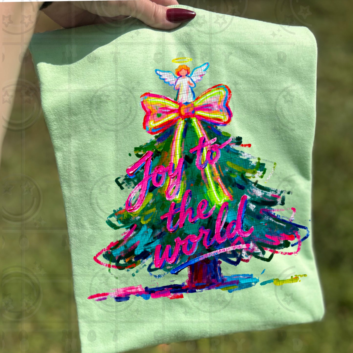 joy to the world faux painting -DTF&UV