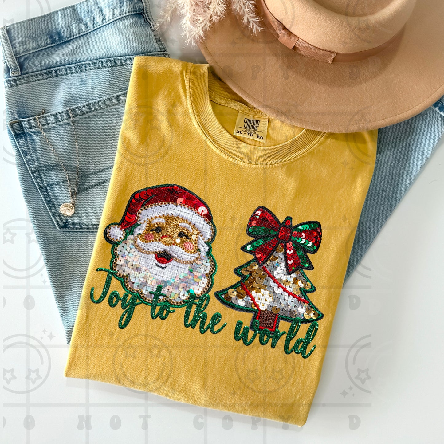 joy to the world faux sequin -DTF&UV