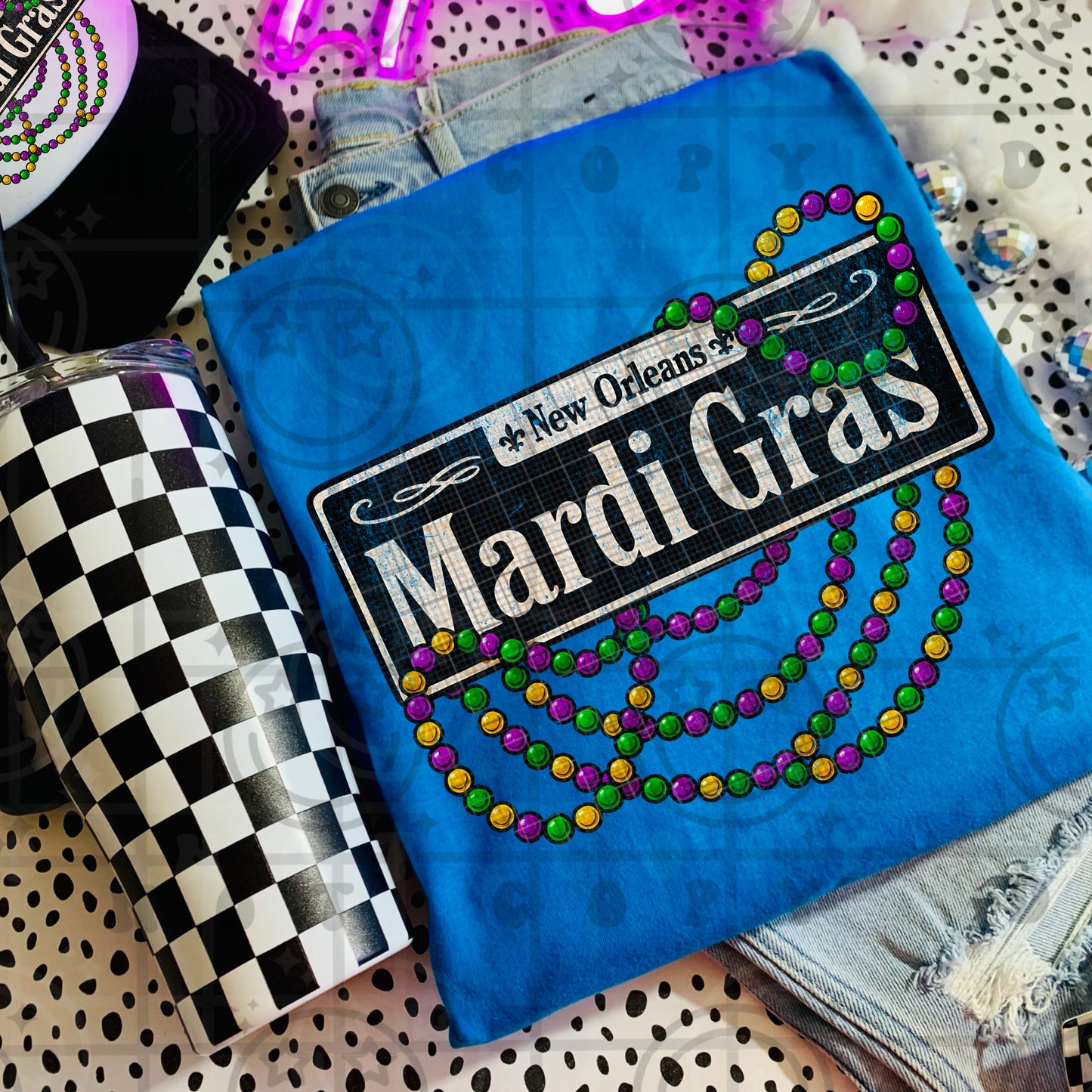 Mardi Gras new Orleans sign- DTF&UV