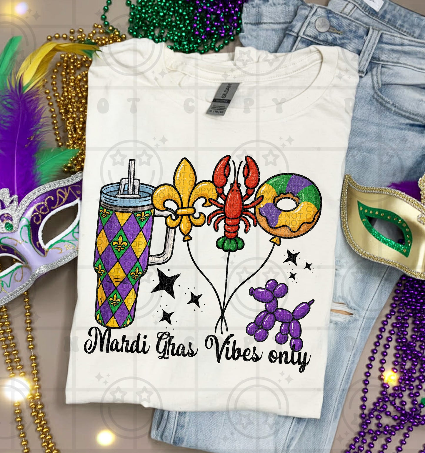Mardi Gras vibes only- DTF&UV