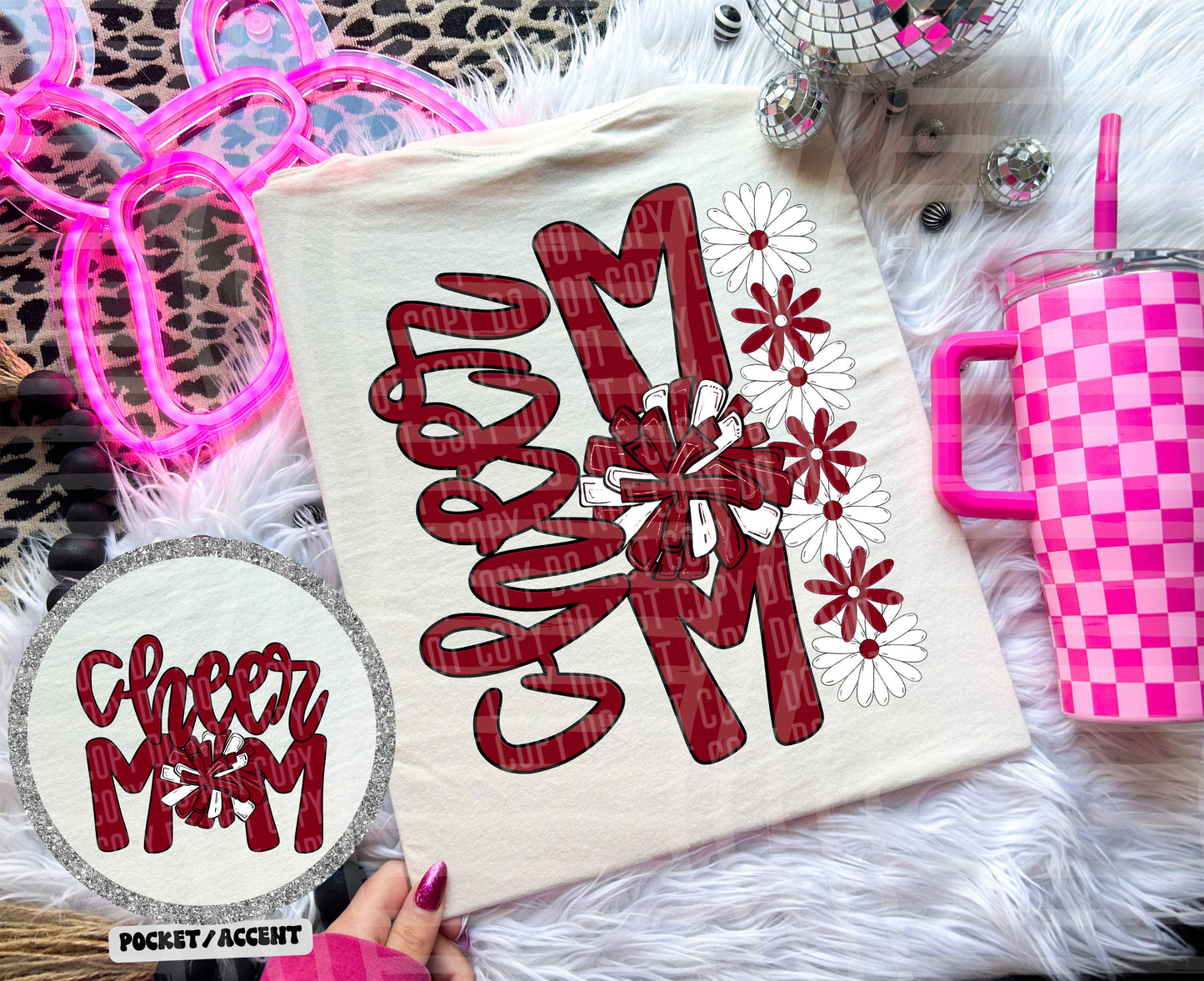 Cheer Mom (Includes front and back-COLORS IN DROPDOWN)- DTF&UV