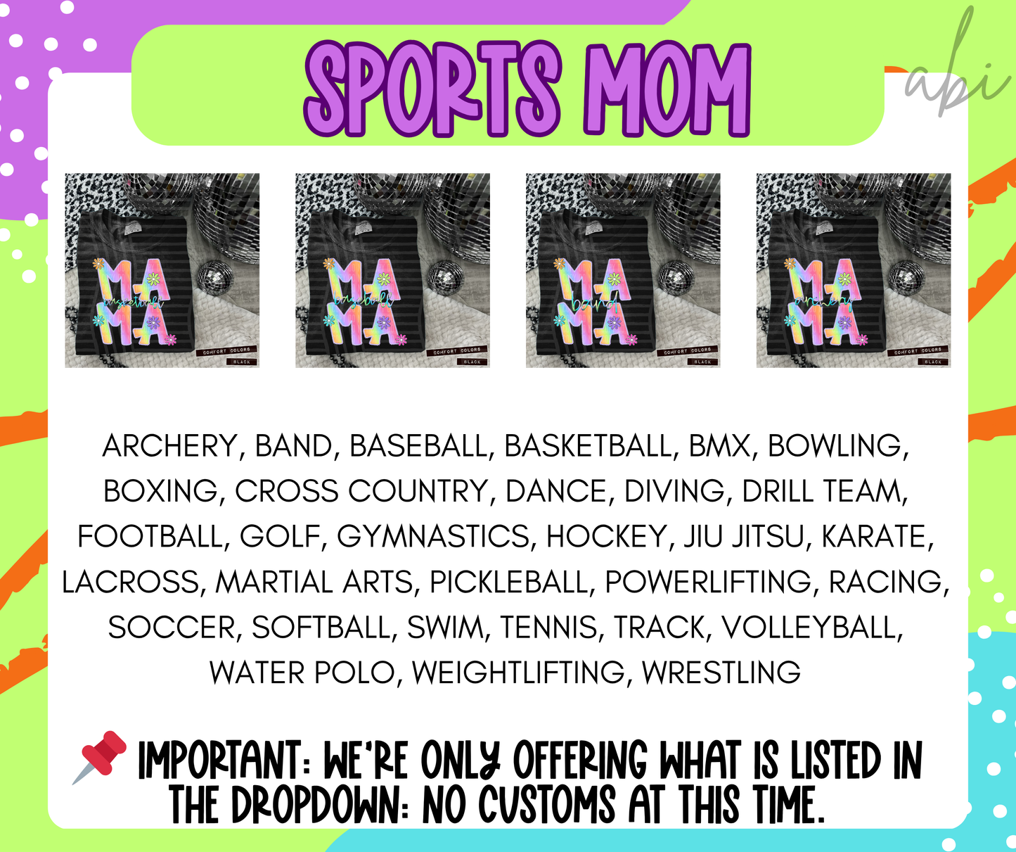 Rainbow Sports Mama (Dropdown)- DTF&UV