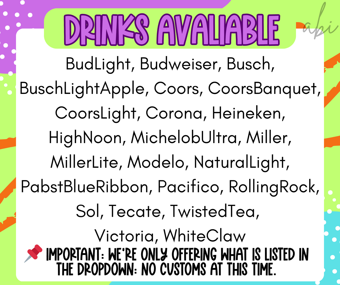 Floral Summer Neon Drinks (dropdown)-DTF& UV