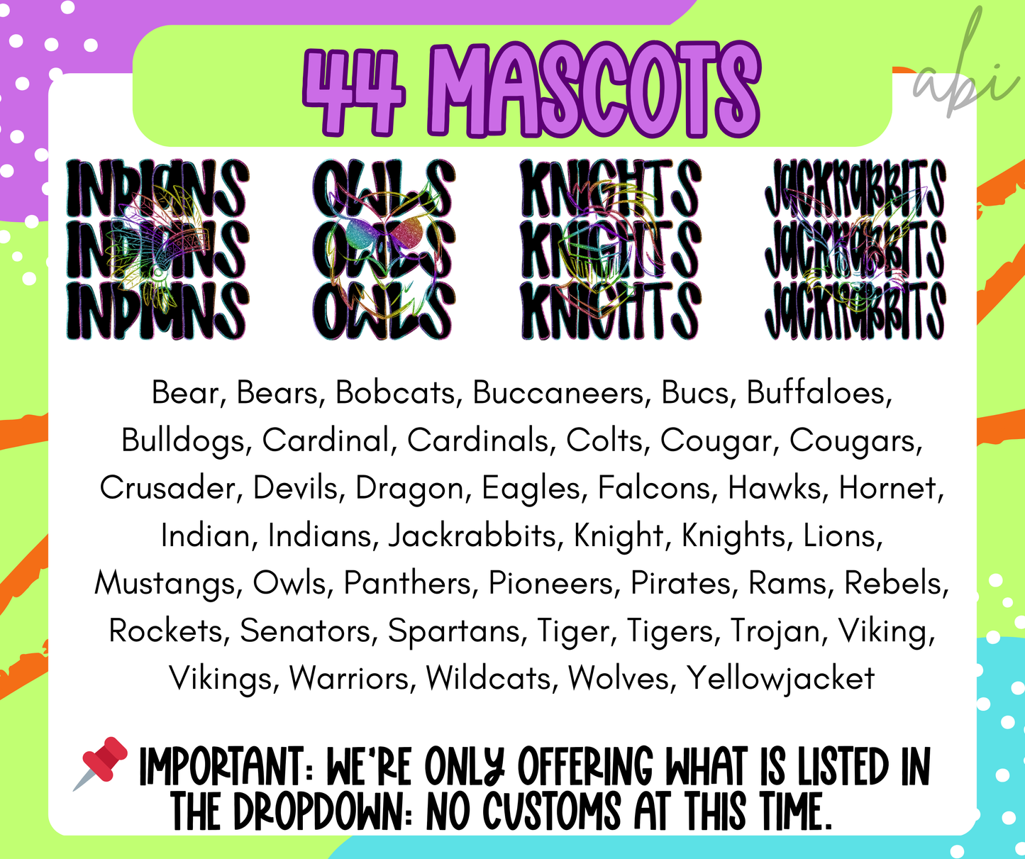 Rainbow Mascots outline (Dropdown)- DTF&UV
