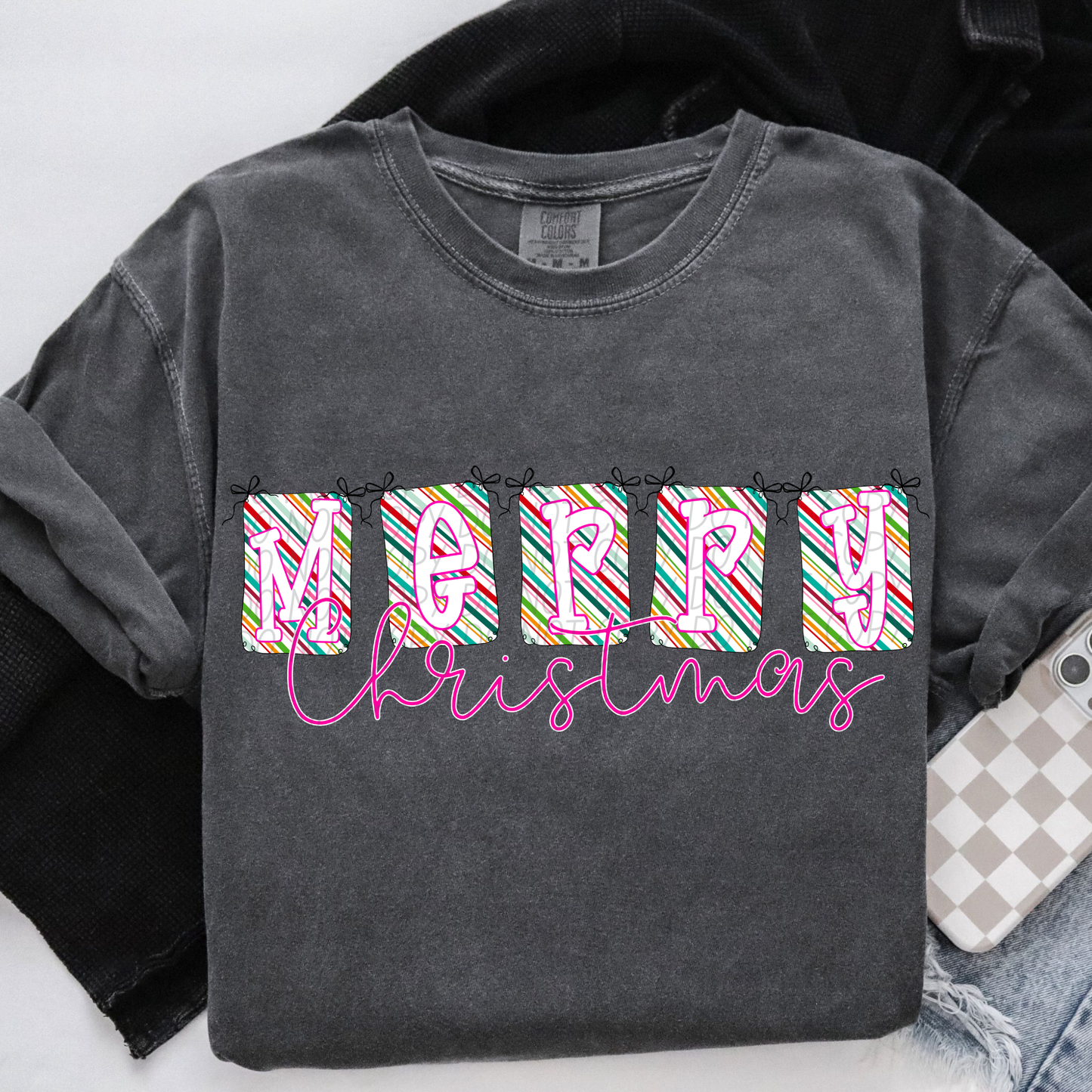 merry christmas banner pink-DTF&UV