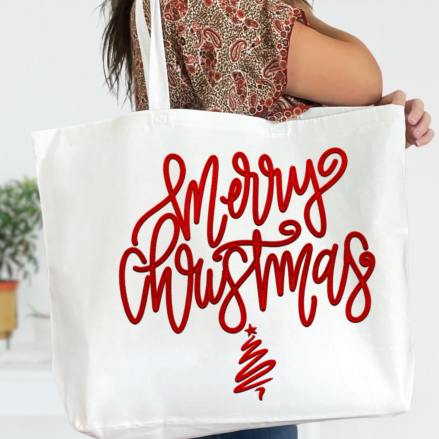 Merry Christmas script faux emb(ALL colors in this listing- dropdown)-dtf