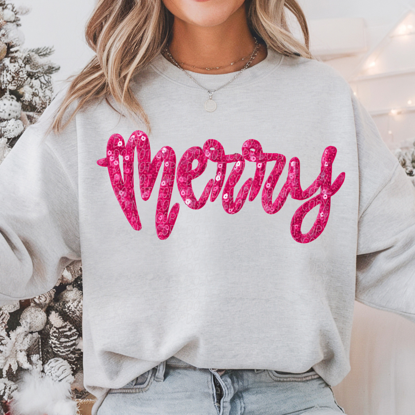 merry hot pink sequins-DTF&UV
