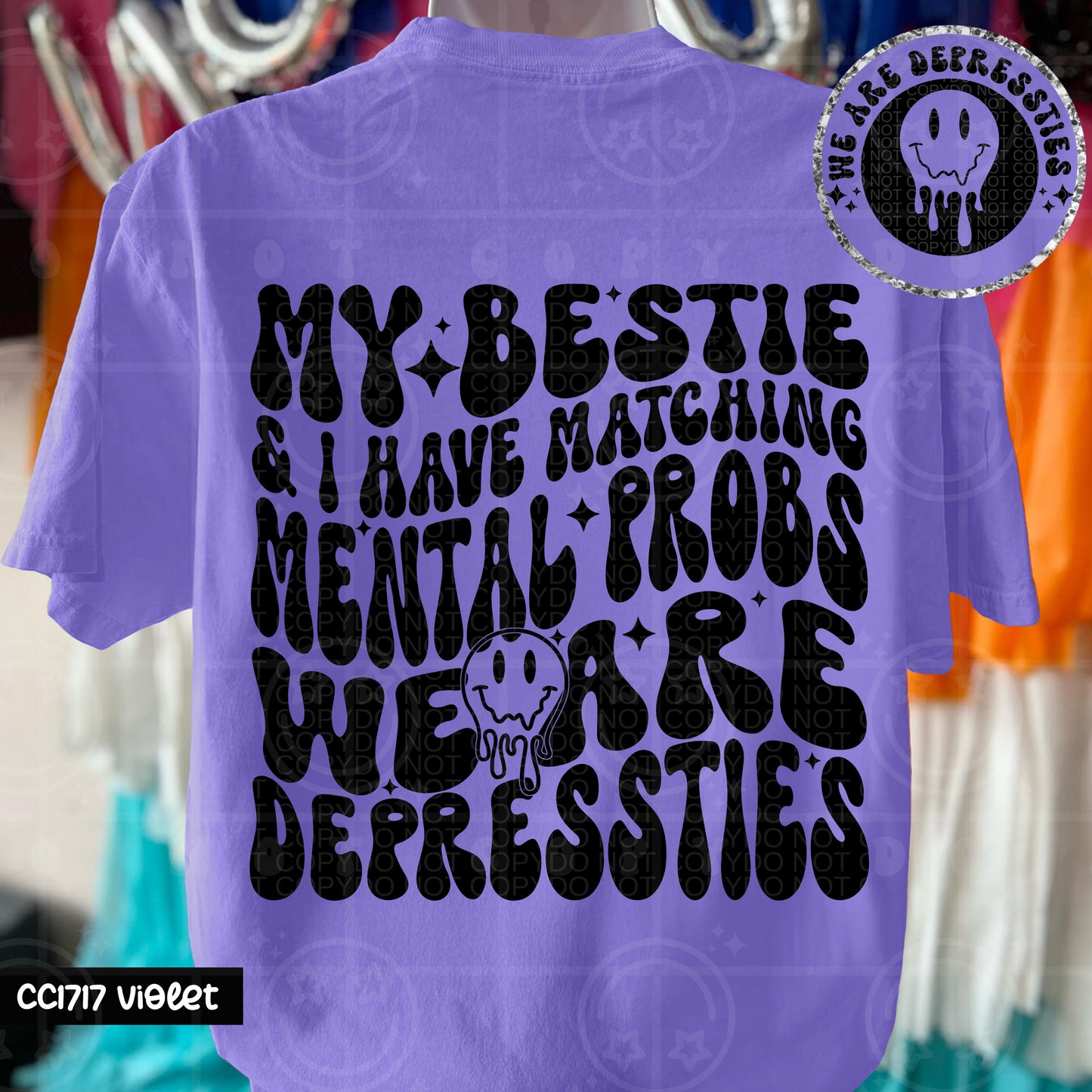 my bestie and i have matching mental probs (Includes pocket and Back)-DTF&UV