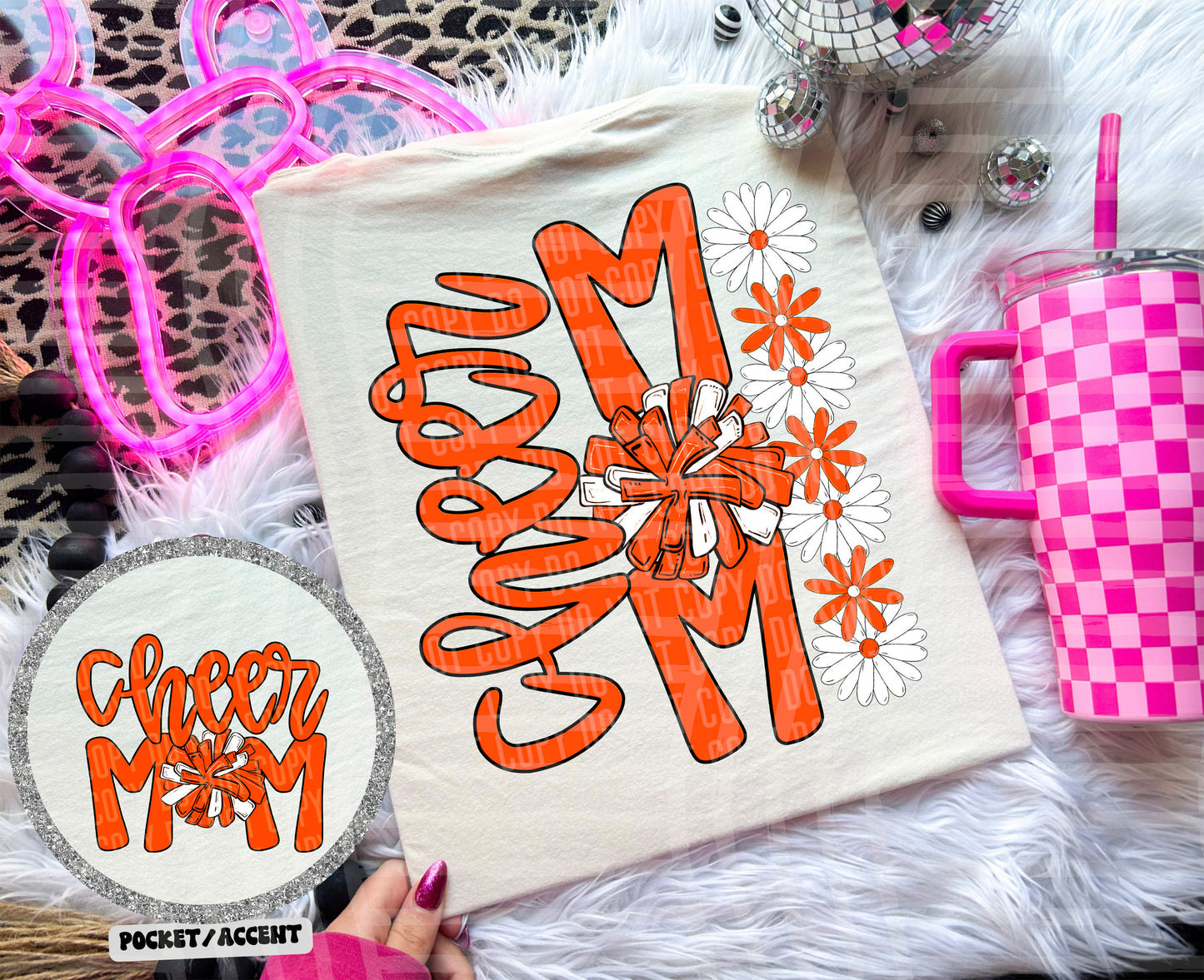 Cheer Mom (Includes front and back-COLORS IN DROPDOWN)- DTF&UV