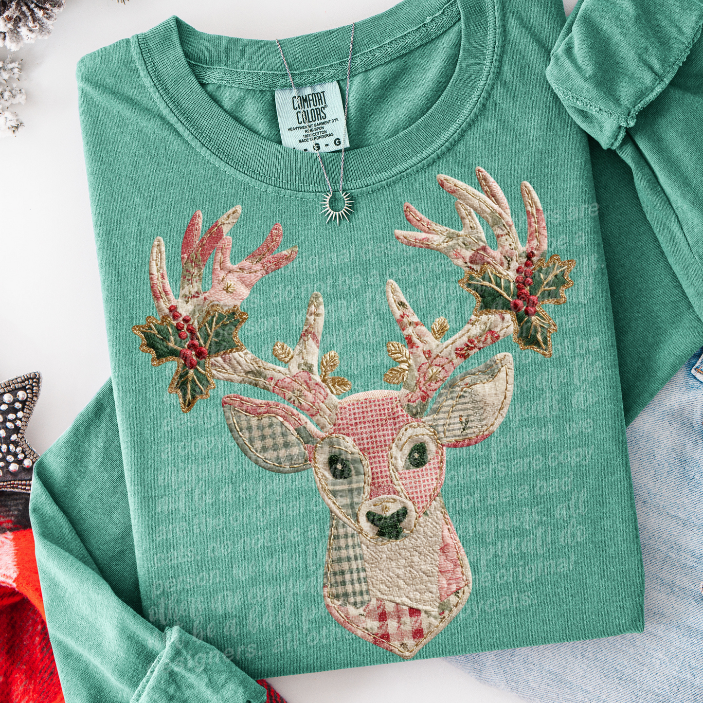 patchwork deer with antlers -DTF&UV