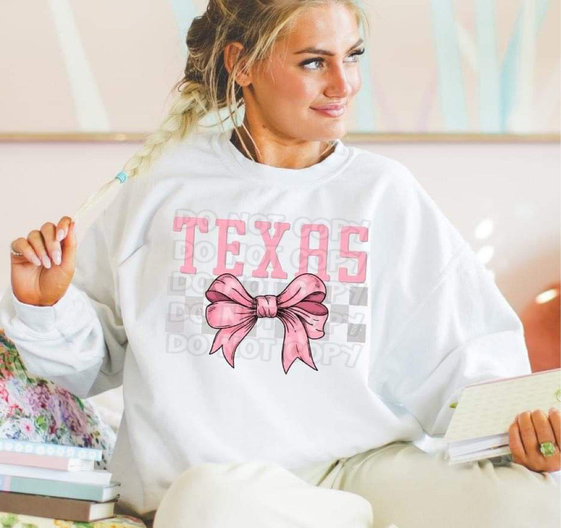 Coquette Bow pink Checkered States (ALL STATES)-DTF
