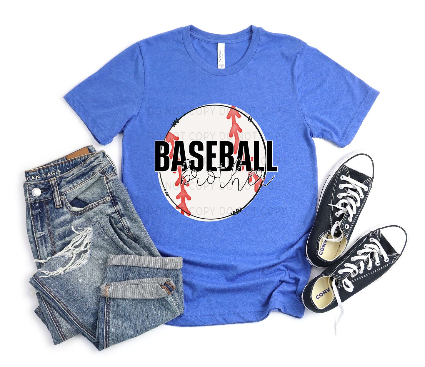 Baseball Brother White Outline -DTF