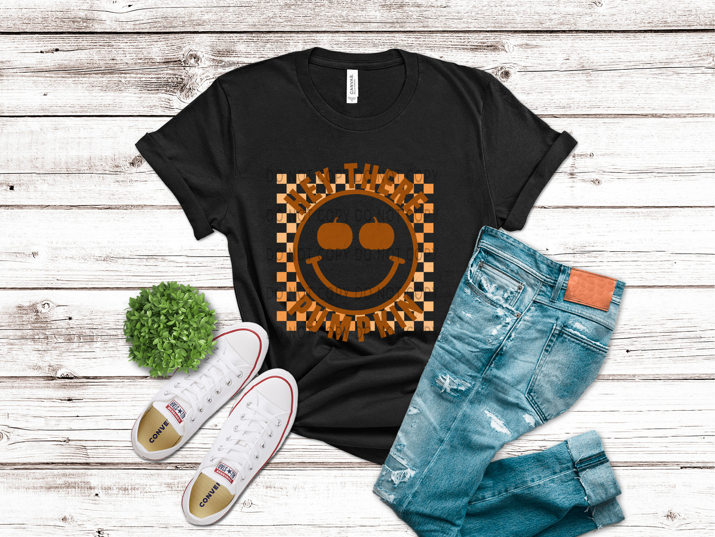 Hey There Pumpkin Orange Checkered - DTF