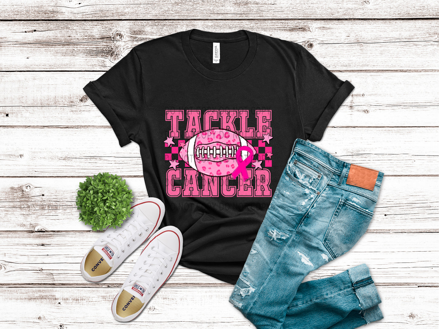 Tackle Cancer Breast Cancer Awareness Pink Leopard Checkered - DTF