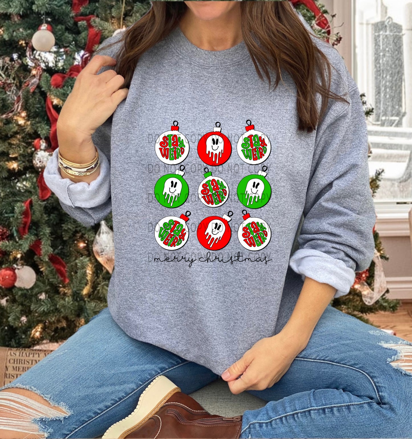 Merry Christmas Stay Weird Ornaments - DTF