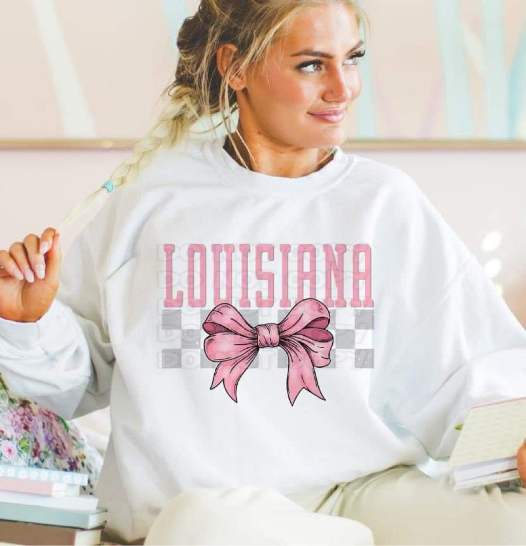 Coquette Bow pink Checkered States (ALL STATES)-DTF