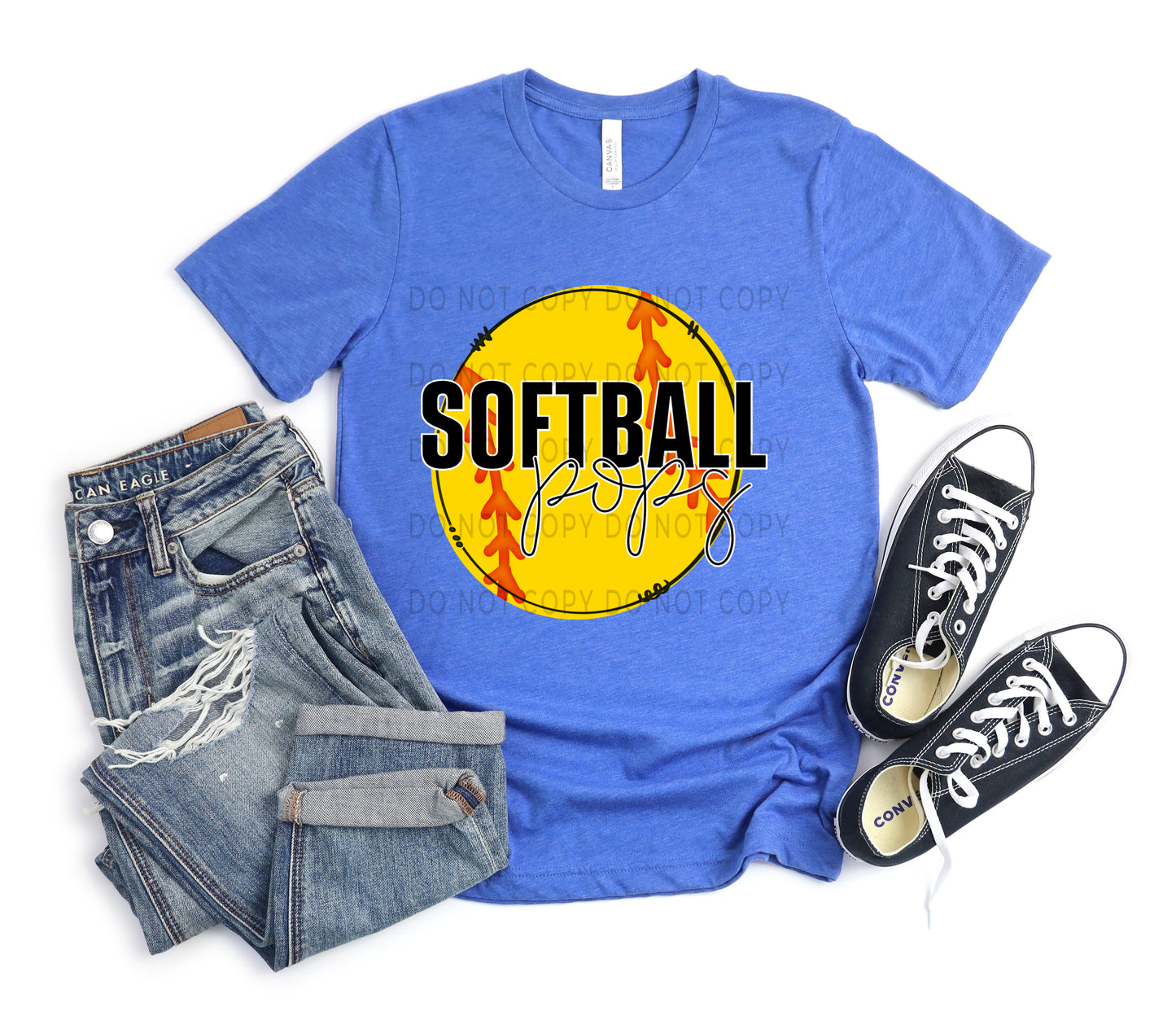 Softball Pops White Outline -DTF