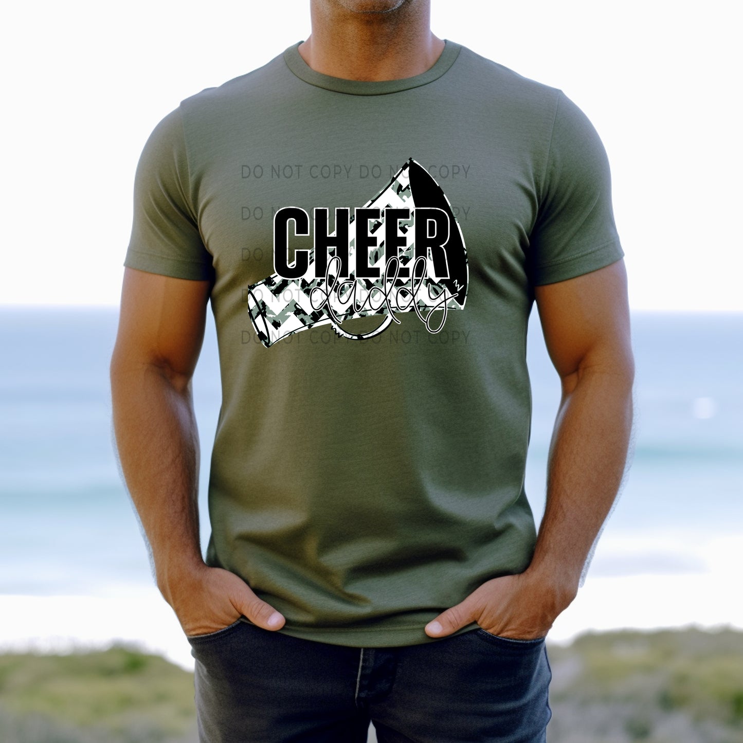 Cheer Daddy White Outline -DTF